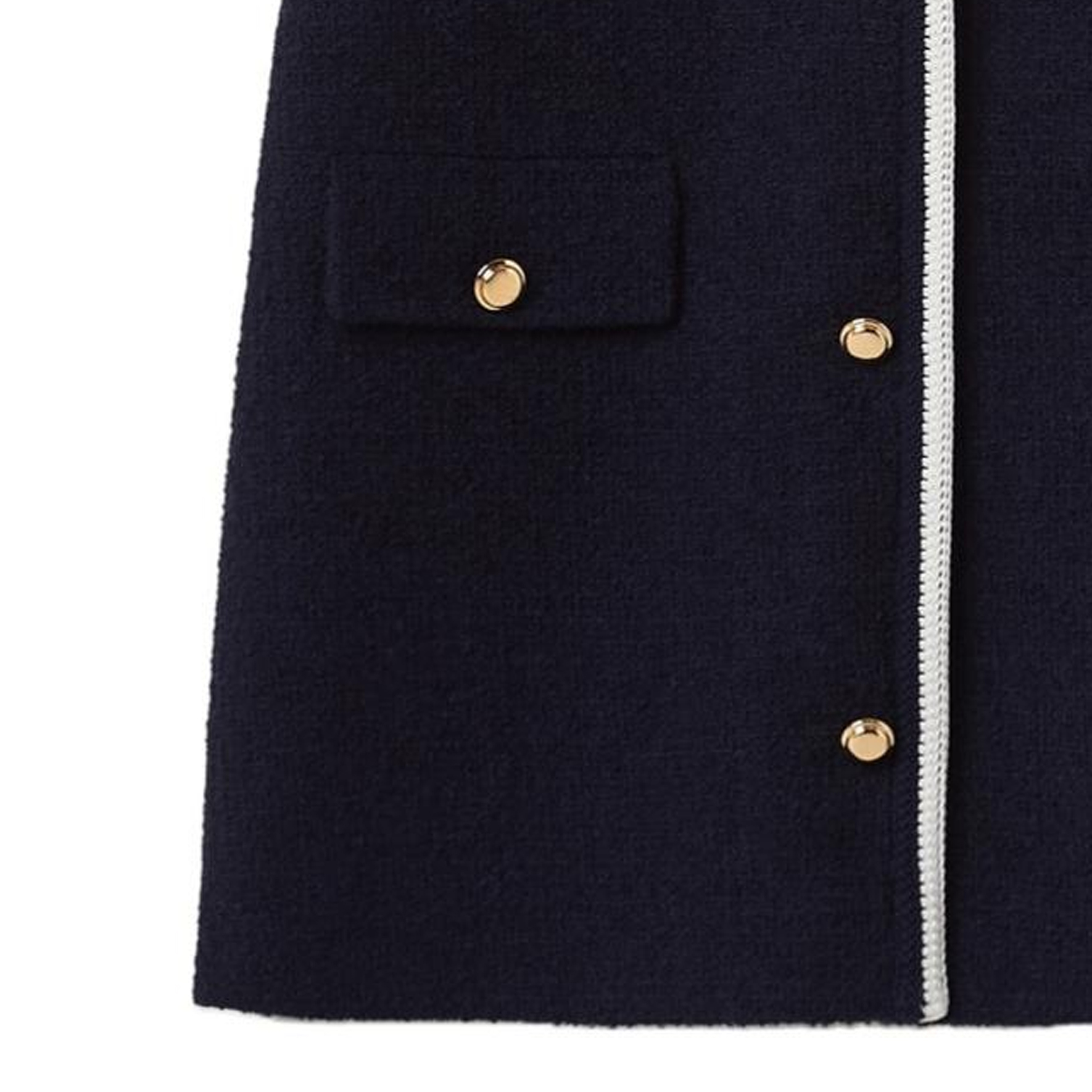 Sizing (W) MIU MIU SS24 海軍藍無袖對比邊短款鈕扣洋裝 MF5260-13RL-F0008-S-OOO