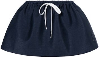 (Women) MIU MIU SS24 Navy Blue Solid Elastic Waist Mini Skirt Casual Wear MG2200-14Z0-F0124-S-OOO (Women) MIU MIU SS24 Navy Blue Solid Elastic Waist Mini Skirt Casual Wear MG2200-14Z0-F0124-S-OOO