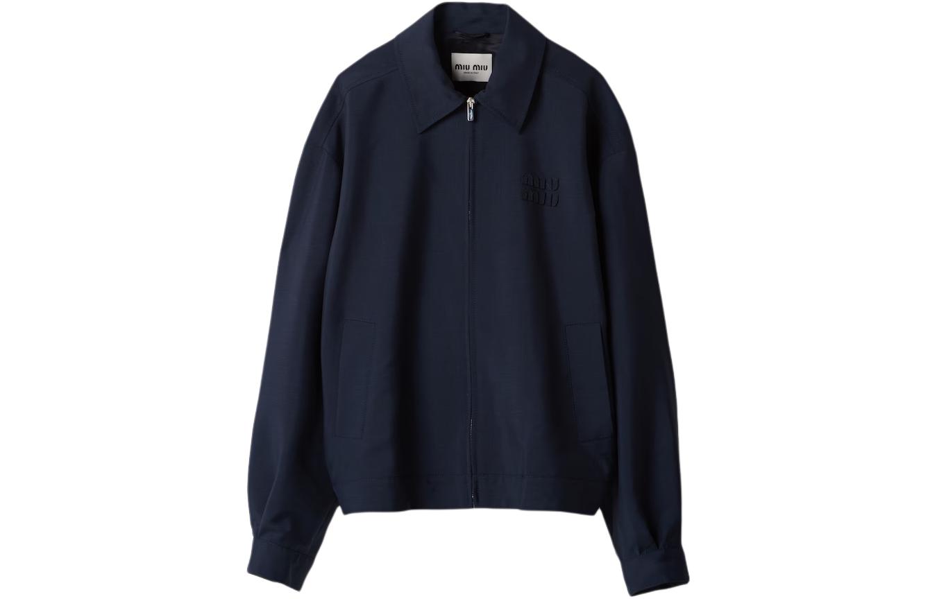 Order (W) MIU MIU SS24 深藍色拉鍊長袖尖領外套 ML1041-12I1-F0124-S-OOO