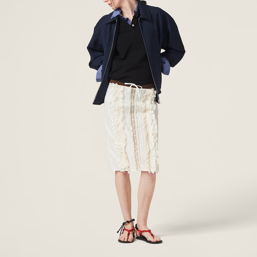 Lookbook (W) MIU MIU SS24 深藍色拉鍊長袖尖領外套 ML1041-12I1-F0124-S-OOO