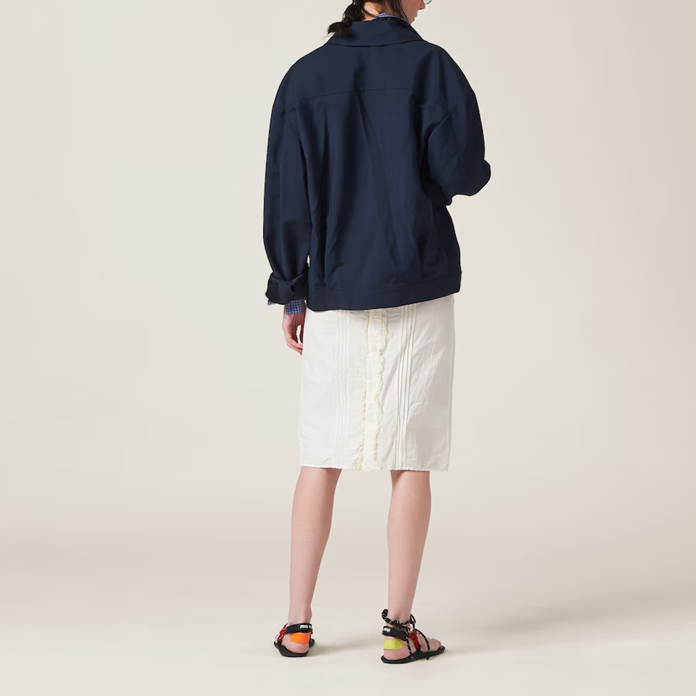 Shop (W) MIU MIU SS24 深藍色拉鍊長袖尖領外套 ML1041-12I1-F0124-S-OOO