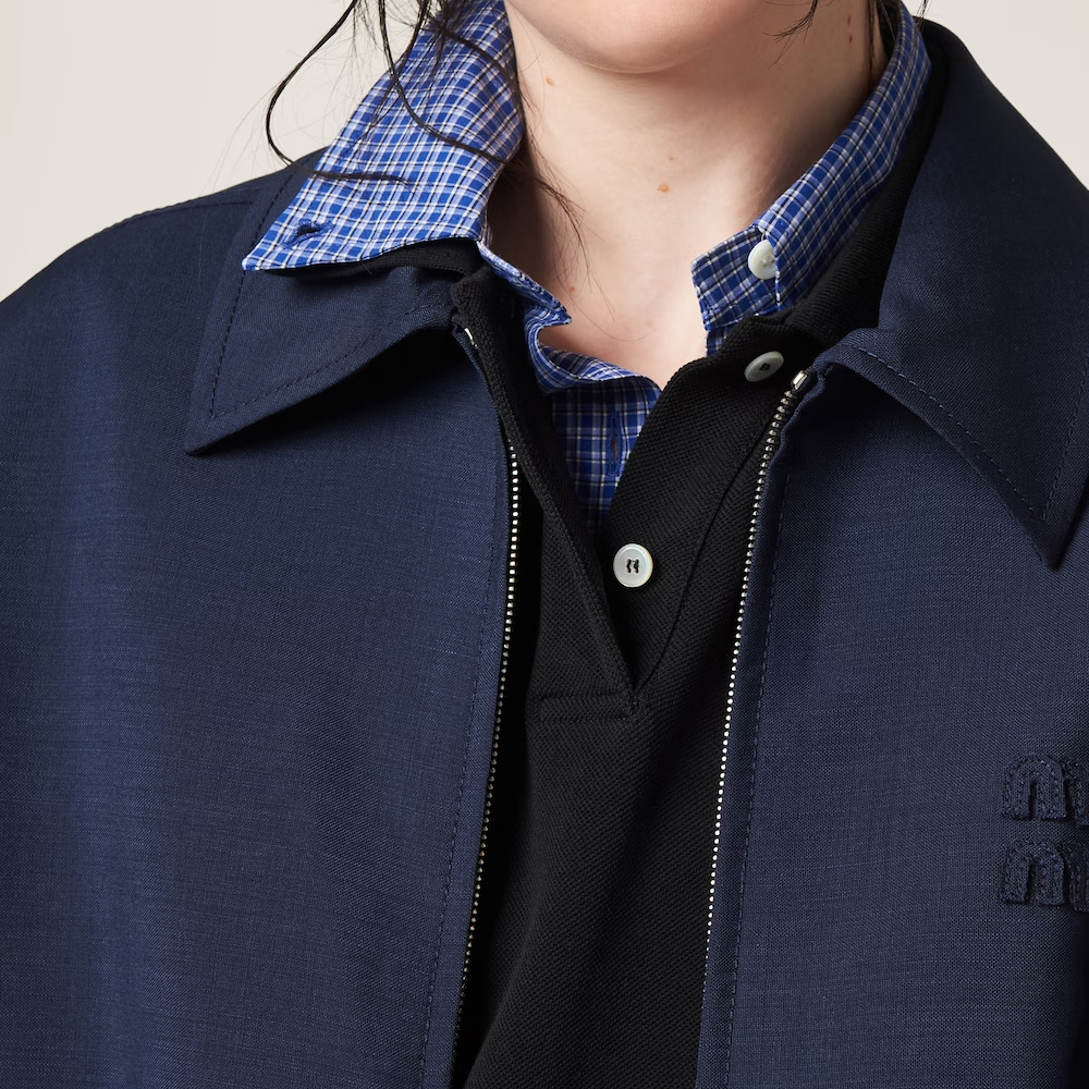 Details for (W) MIU MIU SS24 深藍色拉鍊長袖尖領外套 ML1041-12I1-F0124-S-OOO
