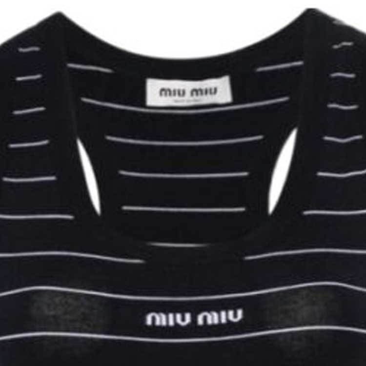 Details for (W) MIU MIU SS24 海军蓝条纹高腰无袖迷你连衣裙 MMA857-14HJ--F022XS-OOO