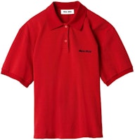 (Women) MIU MIU SS24 Red Embroidered Logo Short-Sleeve Polo Shirt. MJN535-14RW-F0011-S-OOO (Women) MIU MIU SS24 Red Embroidered Logo Short-Sleeve Polo Shirt. MJN535-14RW-F0011-S-OOO