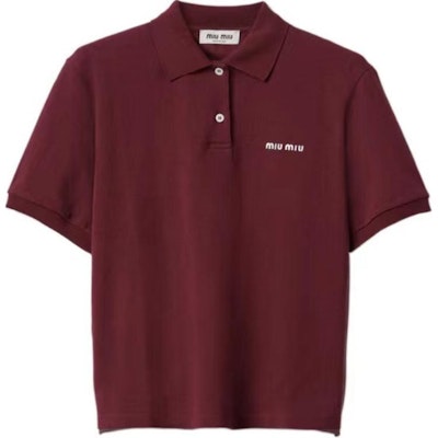 (Women) MIU MIU SS24 Red Logo Embroidered Short Sleeve Polo Shirt. MJN535-14RW-F0399-S-OOO Order (Women) MIU MIU SS24 Red Logo Embroidered Short Sleeve Polo Shirt. MJN535-14RW-F0399-S-OOO
