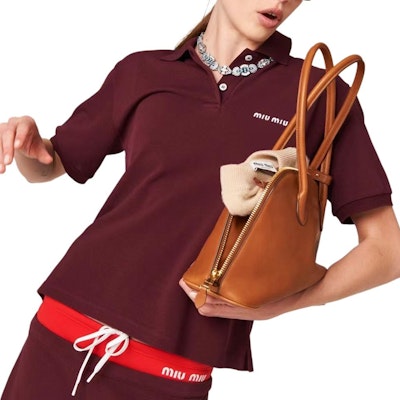 (Women) MIU MIU SS24 Red Logo Embroidered Short Sleeve Polo Shirt. MJN535-14RW-F0399-S-OOO Details for (Women) MIU MIU SS24 Red Logo Embroidered Short Sleeve Polo Shirt. MJN535-14RW-F0399-S-OOO