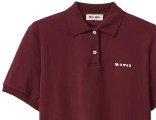 (Women) MIU MIU SS24 Red Logo Embroidered Short Sleeve Polo Shirt. MJN535-14RW-F0399-S-OOO Sizing (Women) MIU MIU SS24 Red Logo Embroidered Short Sleeve Polo Shirt. MJN535-14RW-F0399-S-OOO