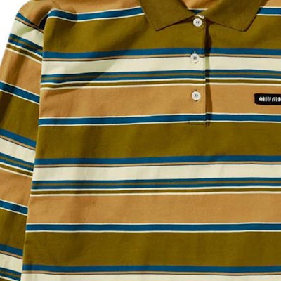 (W) MIU MIU SS24 Baju Polo Jalur Kolar Panjang Lengan Hijau. MJL015-14RT-F03SO Shop (W) MIU MIU SS24 Baju Polo Jalur Kolar Panjang Lengan Hijau. MJL015-14RT-F03SO