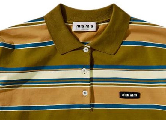 (W) MIU MIU SS24 Baju Polo Jalur Kolar Panjang Lengan Hijau. MJL015-14RT-F03SO Purchase (W) MIU MIU SS24 Baju Polo Jalur Kolar Panjang Lengan Hijau. MJL015-14RT-F03SO