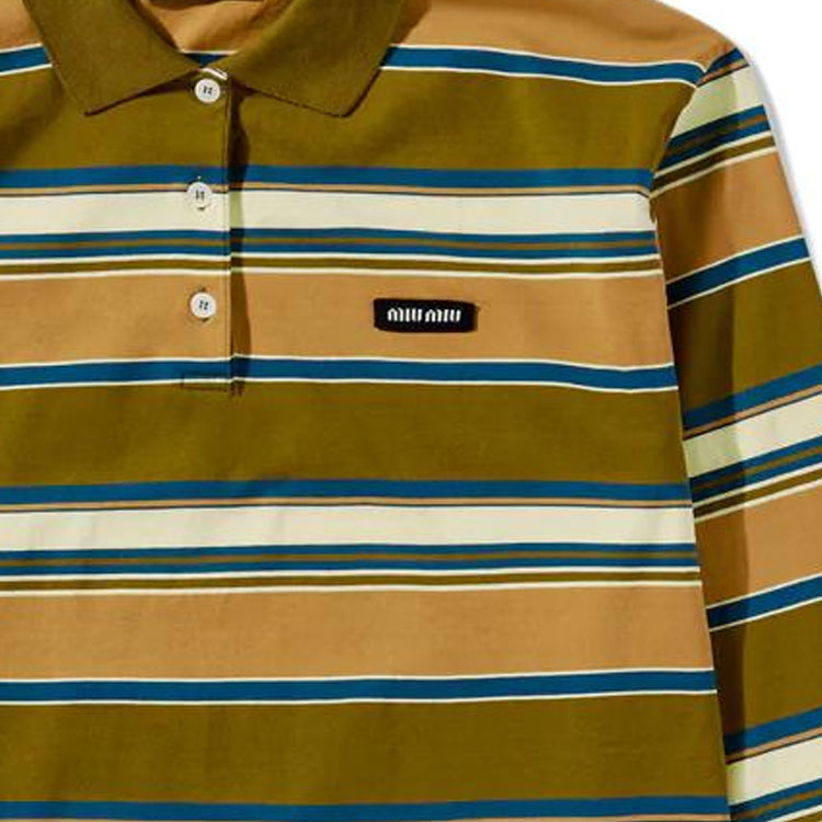 Details for (W) MIU MIU SS24 Baju Polo Jalur Kolar Panjang Lengan Hijau. MJL015-14RT-F03SO