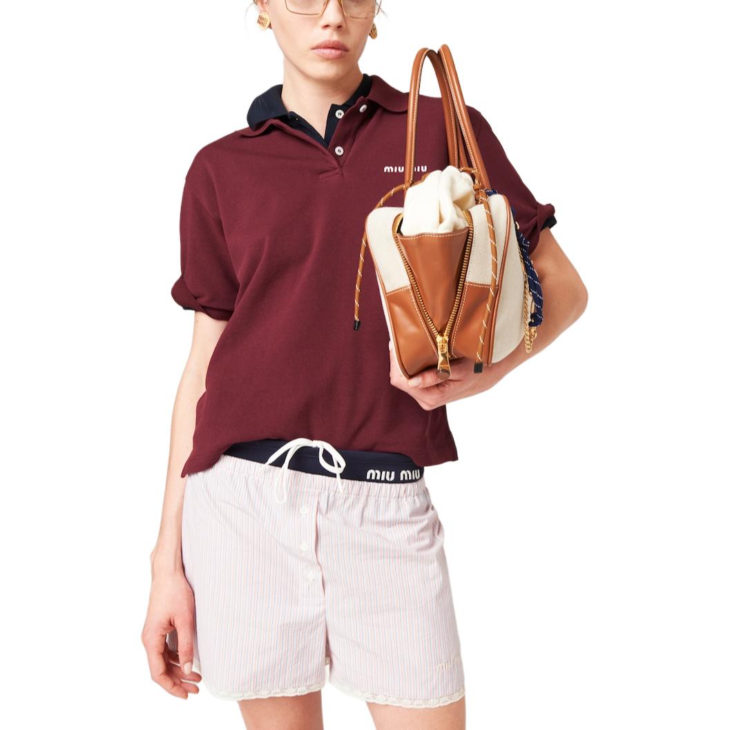 Lookbook (W) MIU MIU SS24 條紋刺繡標誌鈕扣休閒短褲 多色 SP9391-15AK-F0J3D-S-OOO