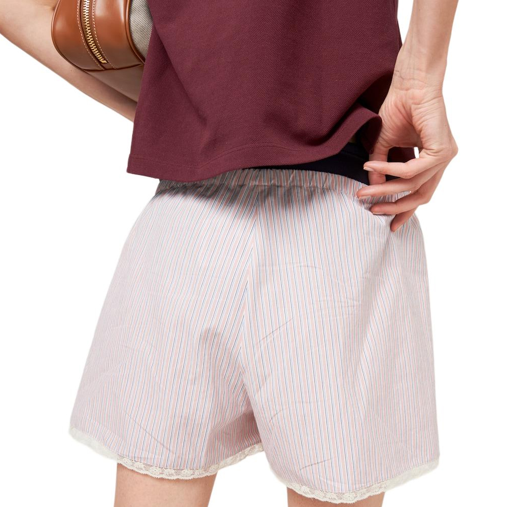 Shop (W) MIU MIU SS24 條紋刺繡標誌鈕扣休閒短褲 多色 SP9391-15AK-F0J3D-S-OOO