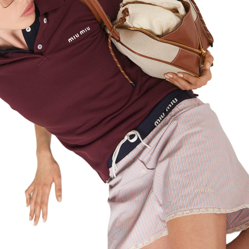 Purchase (W) MIU MIU SS24 條紋刺繡標誌鈕扣休閒短褲 多色 SP9391-15AK-F0J3D-S-OOO