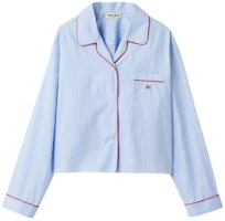(Women) MIU MIU SS24 Striped Printed Long Sleeve Shirt in Light Blue. MK1819-137Q-F0X24-S-OOO (Women) MIU MIU SS24 Striped Printed Long Sleeve Shirt in Light Blue. MK1819-137Q-F0X24-S-OOO