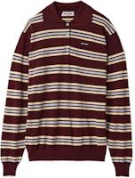 (Women) MIU MIU SS24 Two-Tone Striped Ribbed Knit Sweater Amaranth Red MML885-14AX-F0399-S-OOO (Women) MIU MIU SS24 Two-Tone Striped Ribbed Knit Sweater Amaranth Red MML885-14AX-F0399-S-OOO