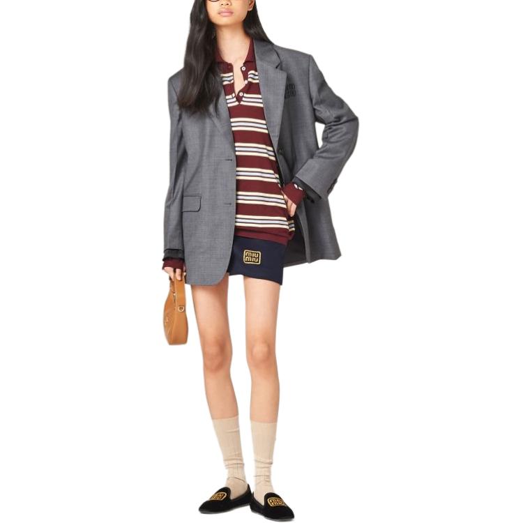 Lookbook (W) MIU MIU 春夏24双色条纹针织毛衣 紫红色 MML885-14AX-F0399-S-OOO