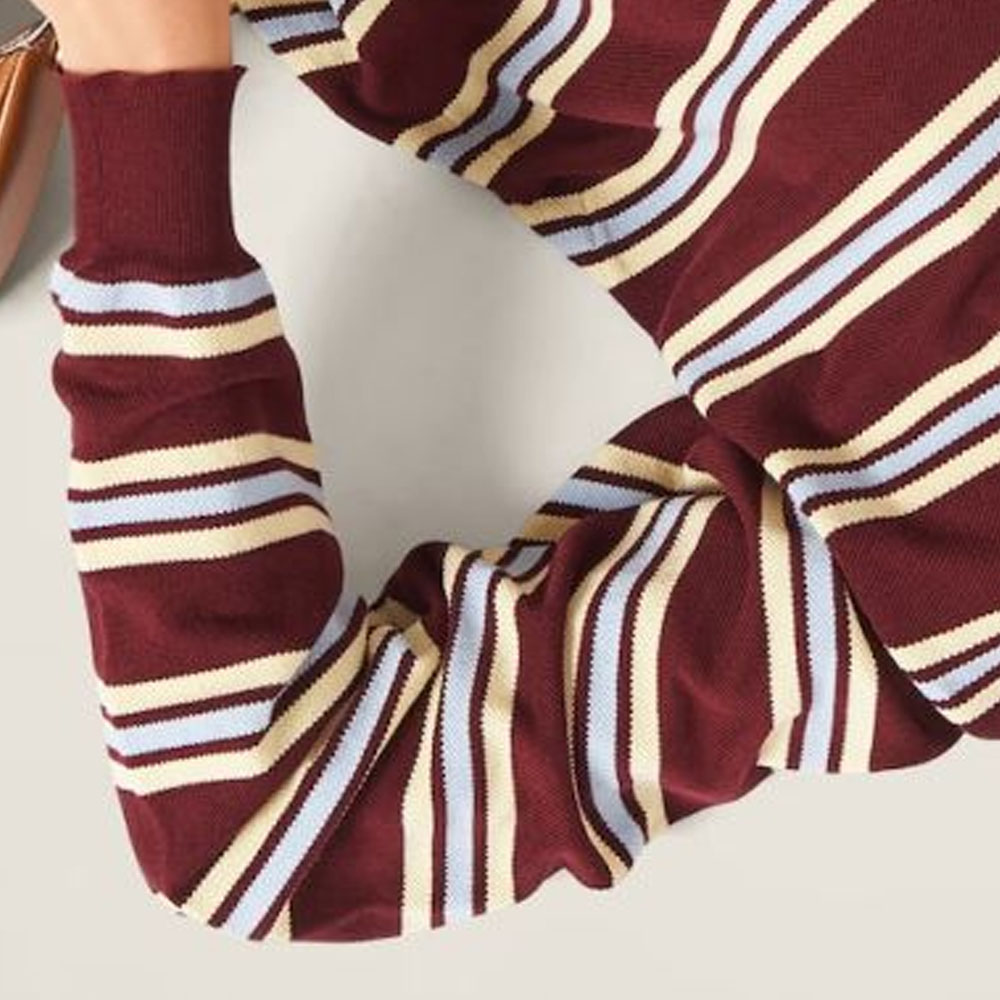 Sizing (W) MIU MIU 春夏24双色条纹针织毛衣 紫红色 MML885-14AX-F0399-S-OOO