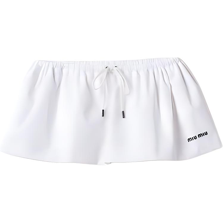(Women) MIU MIU SS24  White Logo Drawstring Casual Skirt. MG2236-10RG-F0009-S-OOO