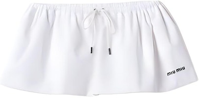 (Women) MIU MIU SS24 White Logo Drawstring Casual Skirt. MG2236-10RG-F0009-S-OOO (Women) MIU MIU SS24 White Logo Drawstring Casual Skirt. MG2236-10RG-F0009-S-OOO