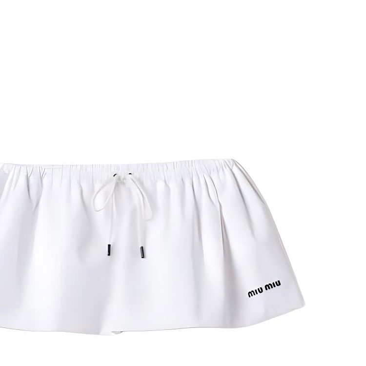 Sizing (W) MIU MIU SS24 白色Logo抽绳休闲半身裙。 MG2236-10RG-F0009-S-OOO