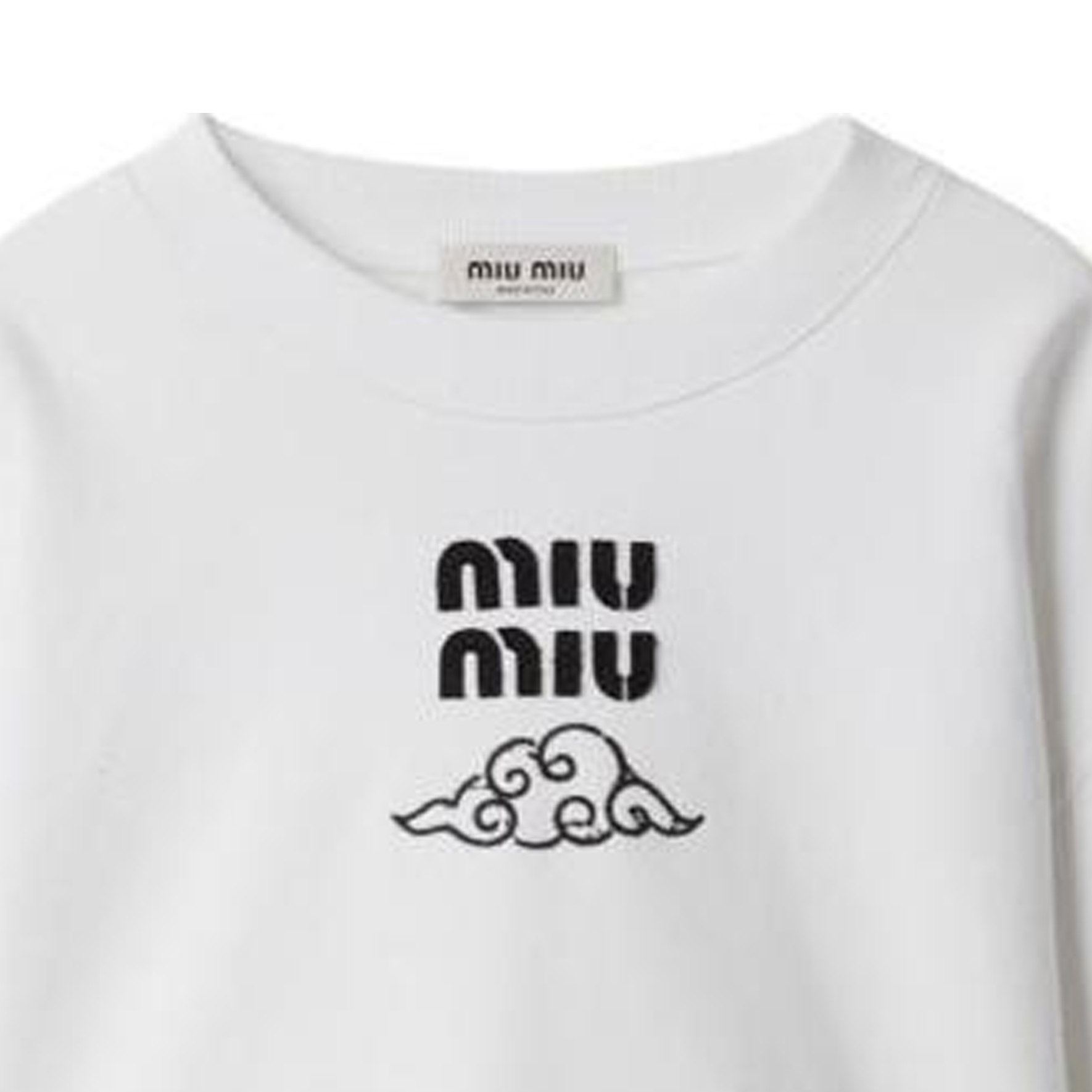 Details for (W) MIU MIU SS24 白色Logo印花短款长袖圆领卫衣 MJL002-14RK-F0009-S-OOO