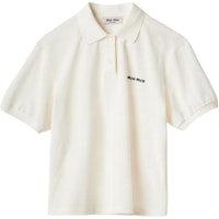 (Women) MIU MIU SS24 White Short Sleeve Polo Shirt with Embroidered Logo. MJN535-14RW-F0009-S-OOO (Women) MIU MIU SS24 White Short Sleeve Polo Shirt with Embroidered Logo. MJN535-14RW-F0009-S-OOO