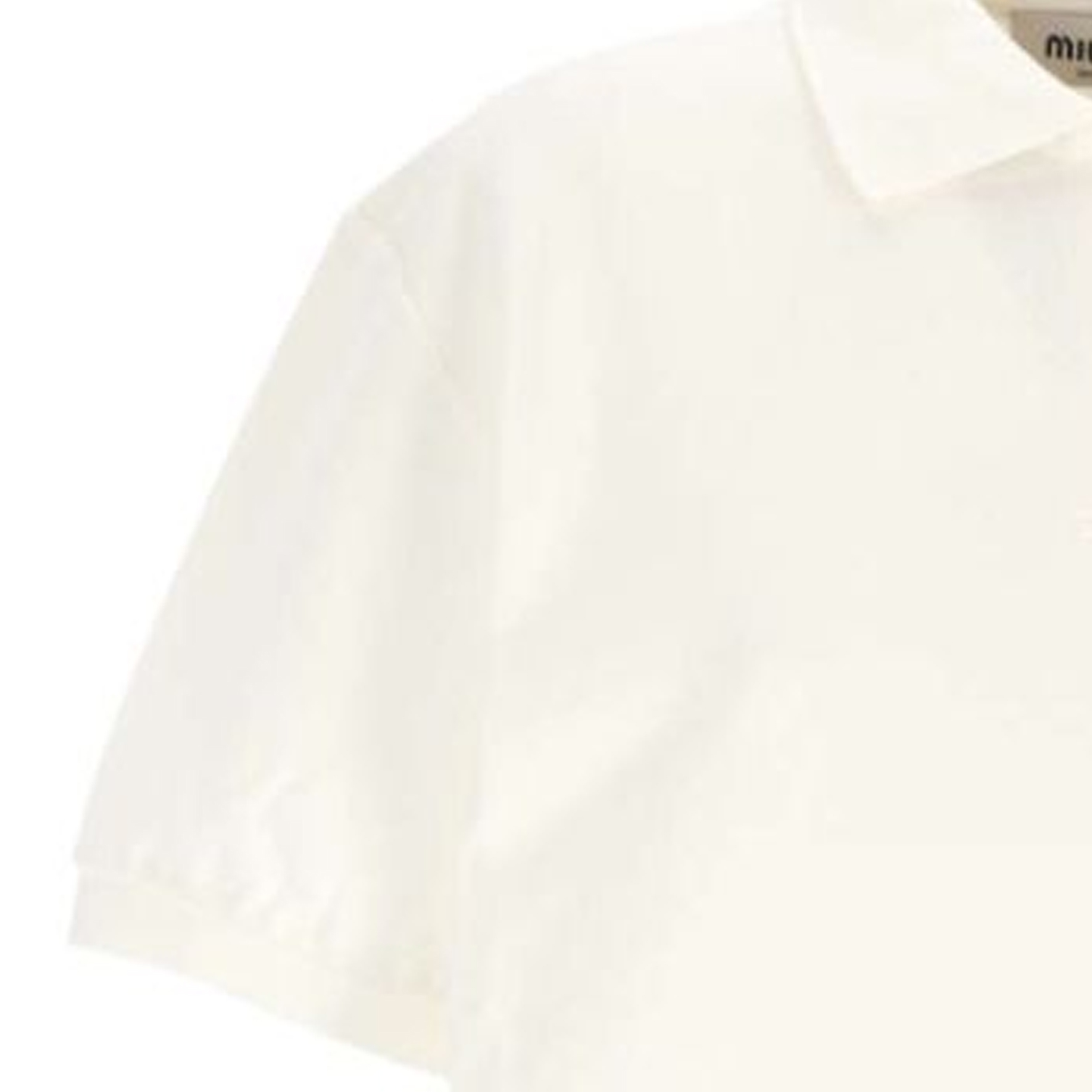 Shop (W) MIU MIU SS24 Baju Polo Lengan Pendek Putih dengan Logo Sulaman. MJN535-14RW-F0009-S-OOO