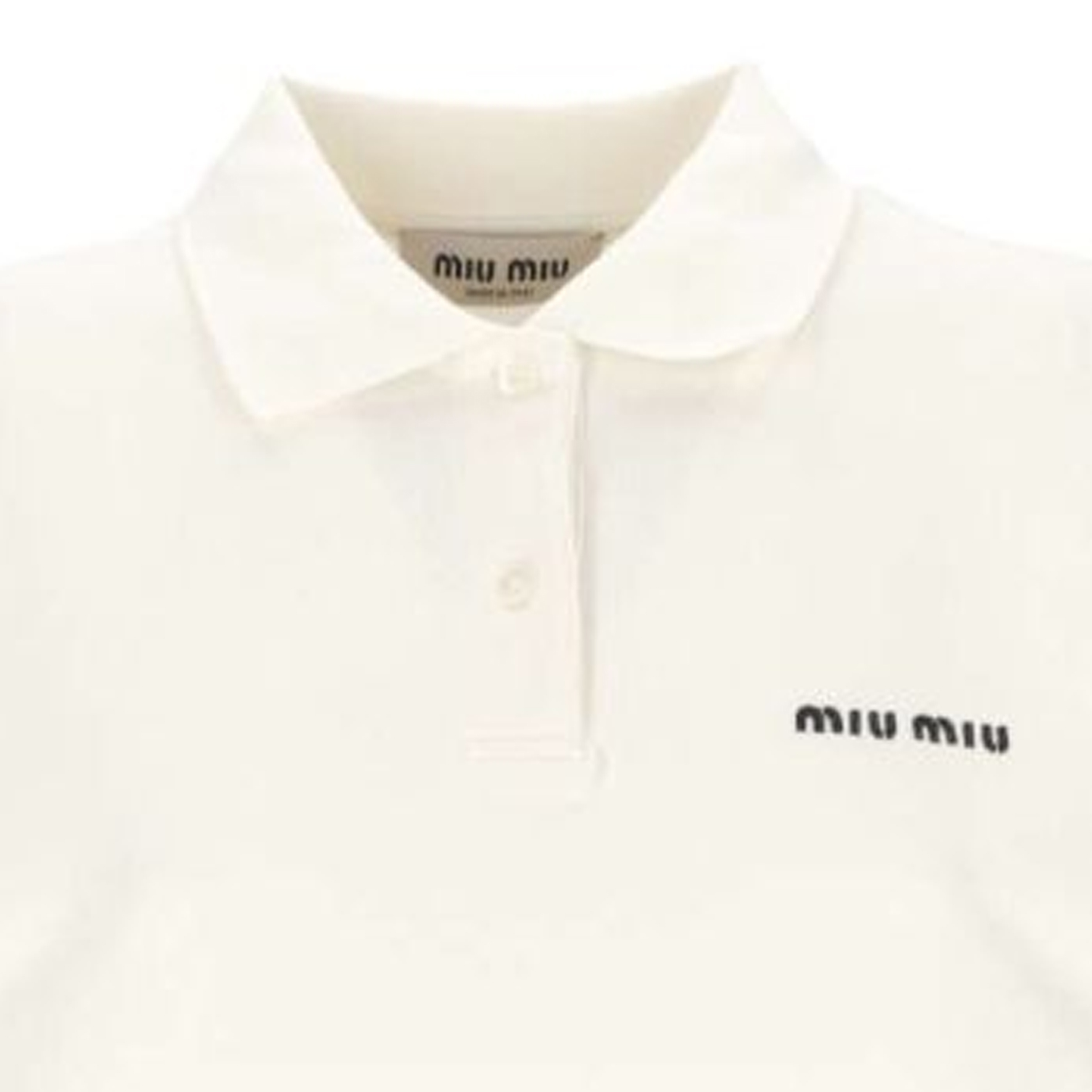 Purchase (W) MIU MIU SS24 Baju Polo Lengan Pendek Putih dengan Logo Sulaman. MJN535-14RW-F0009-S-OOO