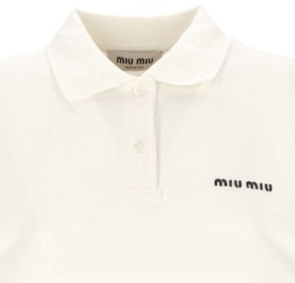 (W) MIU MIU SS24 Baju Polo Lengan Pendek Putih dengan Logo Sulaman. MJN535-14RW-F0009-S-OOO Purchase (W) MIU MIU SS24 Baju Polo Lengan Pendek Putih dengan Logo Sulaman. MJN535-14RW-F0009-S-OOO