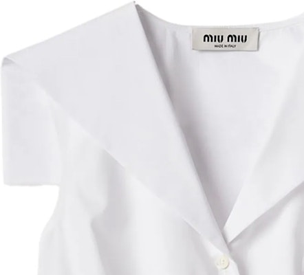 (W) MIU MIU SS24 Baju Tanpa Lengan Putih dengan Reka Bentuk Logo. MT1961-10RG-F0009-S-OOO Sizing (W) MIU MIU SS24 Baju Tanpa Lengan Putih dengan Reka Bentuk Logo. MT1961-10RG-F0009-S-OOO