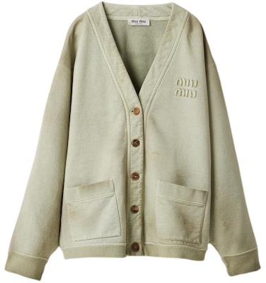 (Women) MIU MIU SS24 Agave Green Knit Cardigan with Logo for Women. MJL010-14RU-F0E1D-S-OOO Buy (Women) MIU MIU SS24 Agave Green Knit Cardigan with Logo for Women. MJL010-14RU-F0E1D-S-OOO
