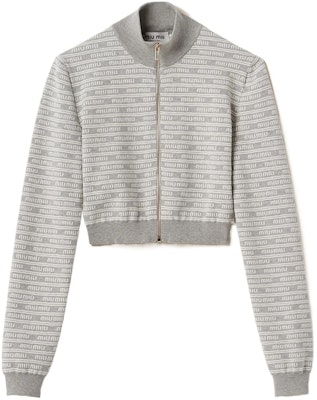 (W) MIU MIU 女士灰色短版拉鍊外套 SS24 全版logo設計 MMF869-14M5-F0OA3-S-OOO Order (W) MIU MIU 女士灰色短版拉鍊外套 SS24 全版logo設計 MMF869-14M5-F0OA3-S-OOO