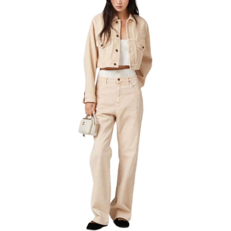 Lookbook (W) MIU MIU SS24 米色長袖短版字母鈕扣外套 ML1027-131J-F0627-S-OOO