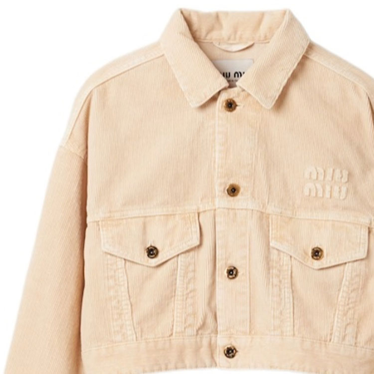 Cheap (W) MIU MIU SS24 米色長袖短版字母鈕扣外套 ML1027-131J-F0627-S-OOO