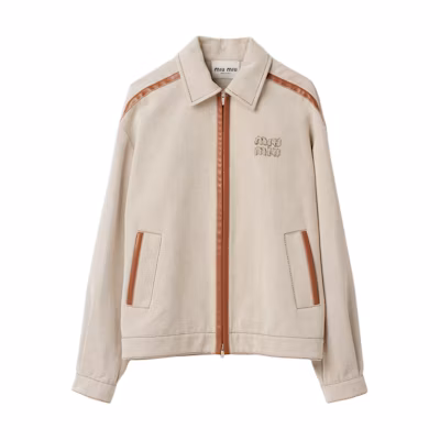 (Women) MIU MIU SS24 Beige Long Sleeve Jacket with Colorblock Letter Embroidery ML1042-14Z3-F0A5T-S-OOO
