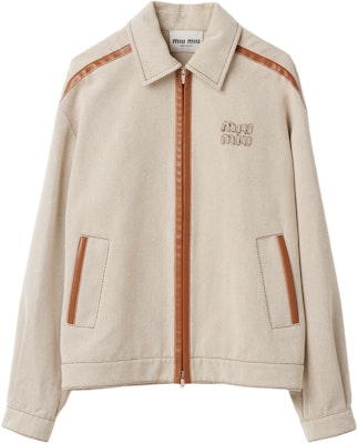 (W) MIU MIU SS24 米色拼色字母刺绣长袖外套 ML1042-14Z3-F0A5T-S-OOO Order (W) MIU MIU SS24 米色拼色字母刺绣长袖外套 ML1042-14Z3-F0A5T-S-OOO