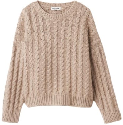 (W) MIU MIU SS24 沙黃色羊絨針織圓領毛衣 MML871-14AP-F0036-S-OOO Buy (W) MIU MIU SS24 沙黃色羊絨針織圓領毛衣 MML871-14AP-F0036-S-OOO