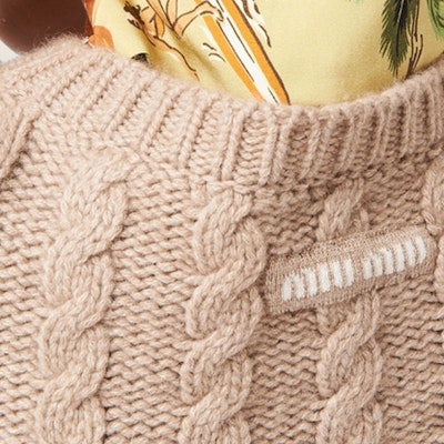 (W) MIU MIU SS24 沙黃色羊絨針織圓領毛衣 MML871-14AP-F0036-S-OOO Details for (W) MIU MIU SS24 沙黃色羊絨針織圓領毛衣 MML871-14AP-F0036-S-OOO