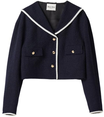 (W) MIU MIU SS24 對比刺繡logo釦子外套 女款 藍色 MH1825-13RL-F0008-S-231 Order (W) MIU MIU SS24 對比刺繡logo釦子外套 女款 藍色 MH1825-13RL-F0008-S-231