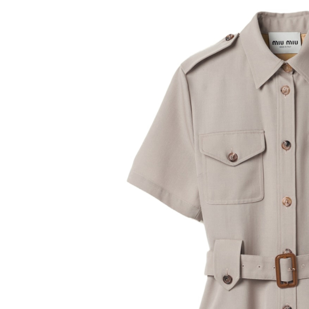 Details for (W) MIU MIU SS24 灰色刺绣短袖纽扣中长连衣裙 女款 MF5233-108N-F0065-S-OOO