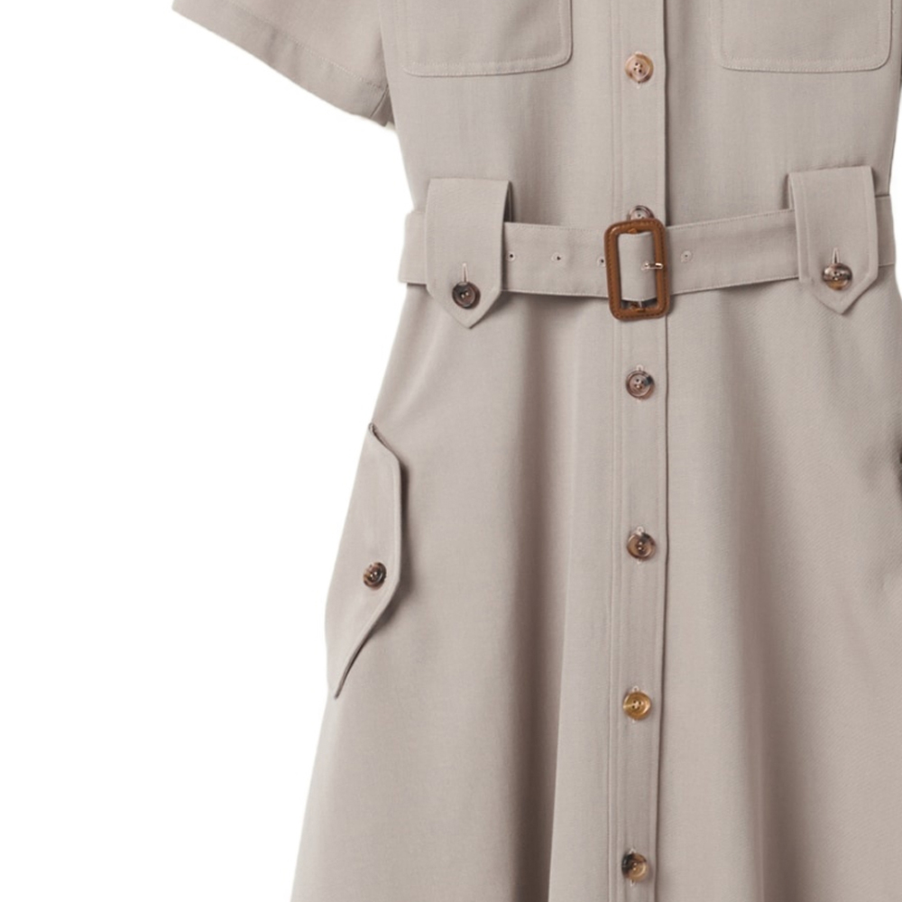 Sizing (W) MIU MIU SS24 灰色刺绣短袖纽扣中长连衣裙 女款 MF5233-108N-F0065-S-OOO