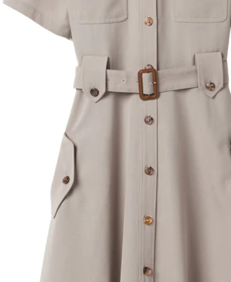 (W) MIU MIU SS24 灰色刺绣短袖纽扣中长连衣裙 女款 MF5233-108N-F0065-S-OOO Sizing (W) MIU MIU SS24 灰色刺绣短袖纽扣中长连衣裙 女款 MF5233-108N-F0065-S-OOO