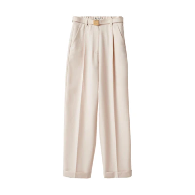(Women) MIU MIU SS24 High-Waisted Loose Wide-Leg Casual Pants Neutral Color . MP1755-11AD-F0018-S-OOO