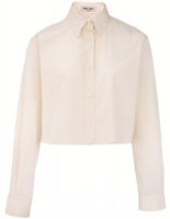 (Women) MIU MIU SS24 Ivory Long Sleeve Shirt Embroidered Logo Button-Up. MK1694-10RG-F0304-S-OOO (Women) MIU MIU SS24 Ivory Long Sleeve Shirt Embroidered Logo Button-Up. MK1694-10RG-F0304-S-OOO
