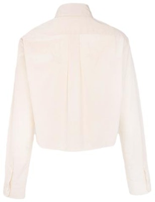 (W) MIU MIU SS24 Kemeja Ivory Lengan Panjang Logo Sulam Butang. MK1694-10RG-F0304-S-OOO Lookbook (W) MIU MIU SS24 Kemeja Ivory Lengan Panjang Logo Sulam Butang. MK1694-10RG-F0304-S-OOO