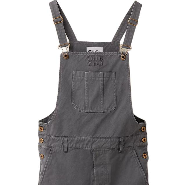 (Women) MIU MIU SS24 Logo Embroidered Straight-Cut Slip Dress Women - Iron Gray. MF5240-1350-F0D65-S-OOO 圖 7