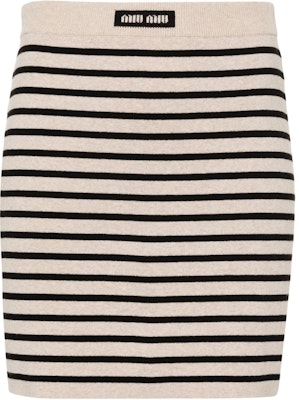 (W) MIU MIU SS24 Logo 条纹针织中腰迷你裙 米色半裙. MMG499-12ZG-F0F6H-S-OOO Order (W) MIU MIU SS24 Logo 条纹针织中腰迷你裙 米色半裙. MMG499-12ZG-F0F6H-S-OOO