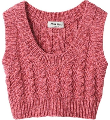 (W) MIU MIU SS24 女士粉色针织无袖上衣带罗纹标志设计。 MMV141-1330-F0028-S-OOO Buy (W) MIU MIU SS24 女士粉色针织无袖上衣带罗纹标志设计。 MMV141-1330-F0028-S-OOO