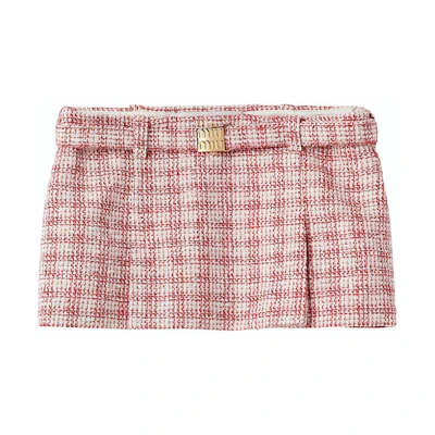 (Women) MIU MIU SS24 Plaid Logo Mini Skirt Women’s - Pink MG2039-14HN-F059I-S-232