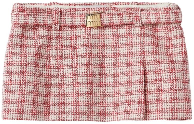 (Women) MIU MIU SS24 Plaid Logo Mini Skirt Women’s - Pink MG2039-14HN-F059I-S-232 圖 2
